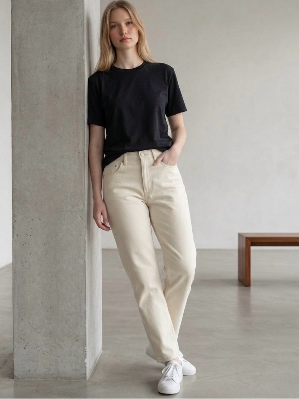 Edwin Hana Classic Straight Crop Button Fly Denim Jean Pants, White,Size 27, NWT